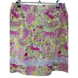 Key West Women's Skirt Sz 8 Pink‎ Floral Embroidered Tropical Resort Cruise